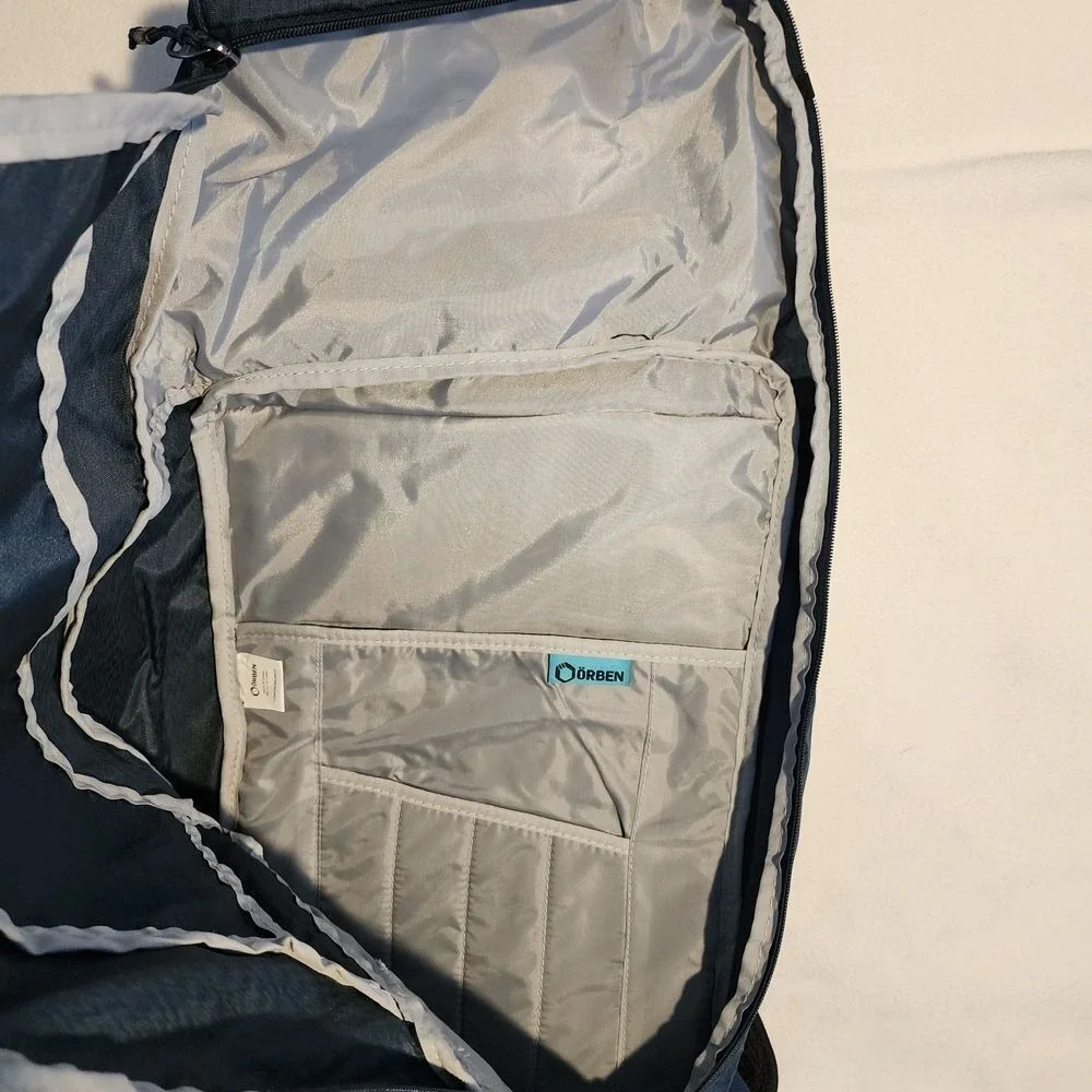 ÖRBEN Dark Blue Teal Accent Roll Top Laptop Backpack School Hiking Travel